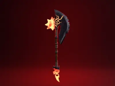 Fantasy Axe - Fire Version Low-poly 3D model