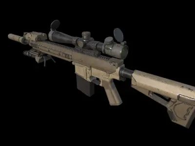 M001K1 Sniper Rifle Low-poly 3D model
