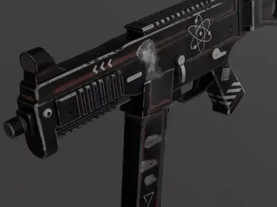 Low Poly UMP-9 Game Ready Quad Topology PBR Textures Low-poly 3D model
