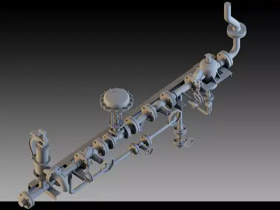 Industrial Pipes - Valves - Modular Pipeline System with Pumps 3D model
