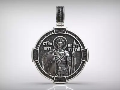 Saint Demetrius Medallion Warrior Saint Relief Pendant 3D print model