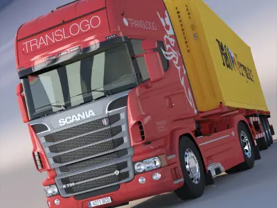 Euro Truck With Containers 3D model