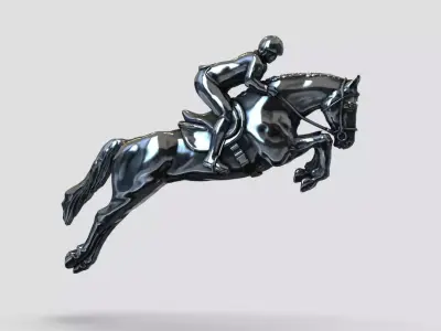 Horse equestrian rider jumping on 3D print model