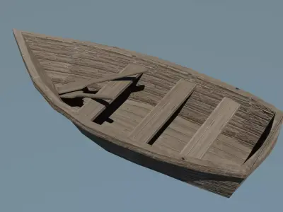 Wooden Boat Low-poly 3D model