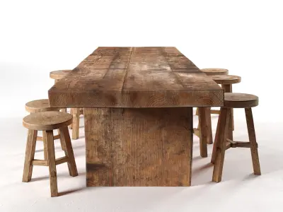 Wooden Dining Table Low-poly 3D model purchase