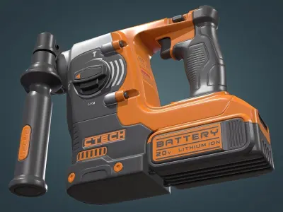 Rotary Hammer Drill Low-poly 3D model