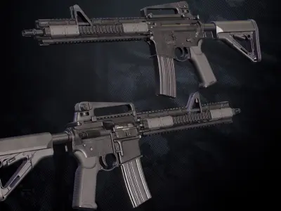 MR-44 Assault rifle With Hands And Weapon Case Low-poly 3D model