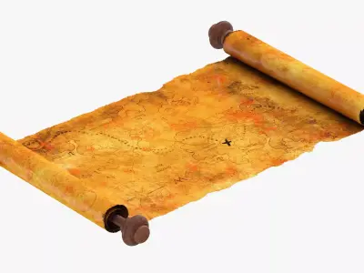 Scroll Open With Pirate Map 03 1 3D model