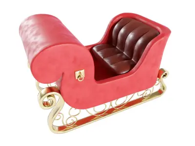 Santa reindeer Sleigh 3d model  3D model