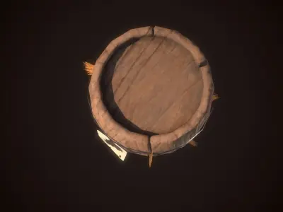 Stylized Barrel PBR low-poly game ready Low-poly 3D model