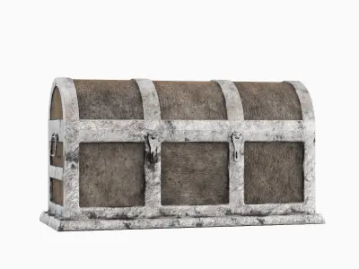 Wooden Treasure Chest 01  Low-poly 3D model