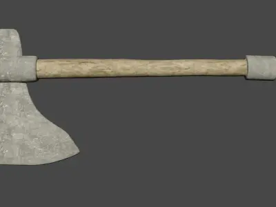 Assetpack 1 metal axe with wooden handle 3D model