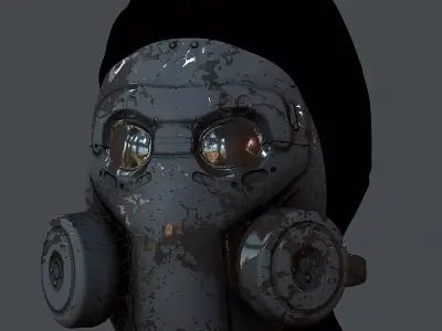 Gas mask helmet 3d model scifi  Low-poly 3D model