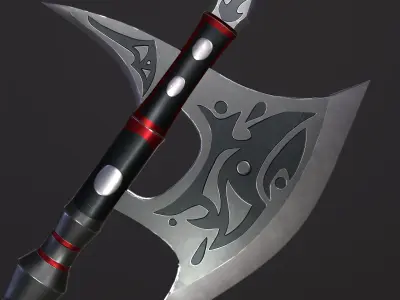 Fantasy Battle Axe PBR Low-poly 3D model