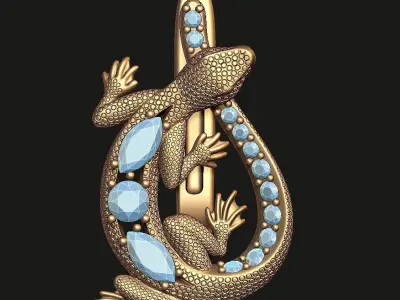 LIZARD EARRINGS ENCRUSTED WITH GEMSTONES 3D print model
