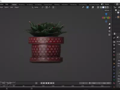 Cactus plant pot Low-poly 3D model