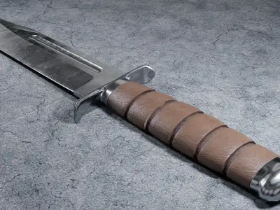 Damascus Kabar Knife Low-poly 3D model
