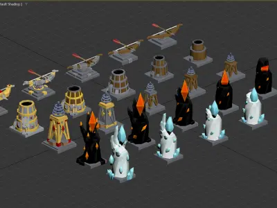 Tower Defence Set Lite Low-poly 3D model