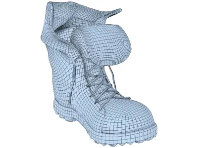 Loose Flapped Neck Combat Boots Low-poly 3D model