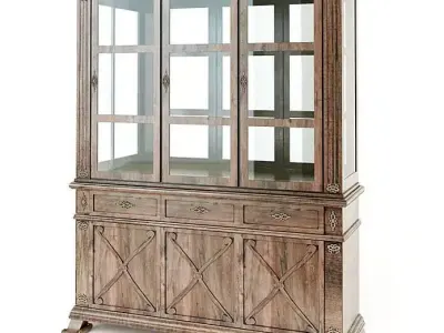 Furniture  Antique Wood Curio Cabinet 3D model