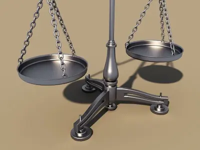 balanced scale and justice symbol 3D model