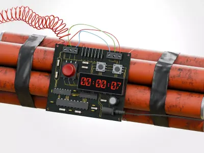 Dynamite Time Bomb PBR Low-Poly Low-poly 3D model