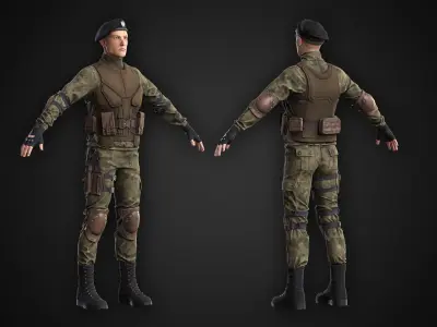 Military Spy Khaki Skin Low-poly 3D model