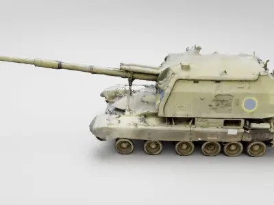 russian 2S19 Msta 152 mm howitzer destroyed by Ukrainian army 3D model purchase
