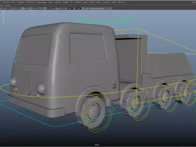 Free Cartoon Truck - Fully Rigged Stylized 3D Model Animation Free low-poly 3D model