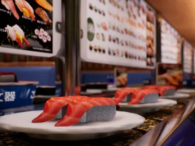 Conveyor Belt Sushi Restaurant Low-poly 3D model