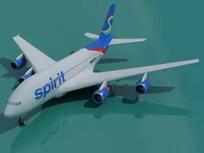 Textured Airbus A380 Spirit 3D model