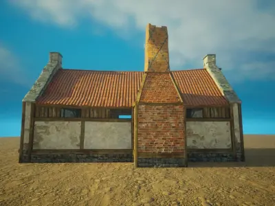 Medieval old House2-interior and exterior design Low-poly 3D model