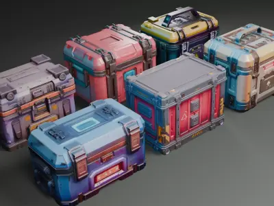 Free Stylized Crates Lowpoly Set Free low-poly 3D model