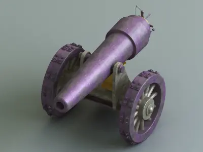cannon gun weapon artillery war defence stylized pirate old  3D model