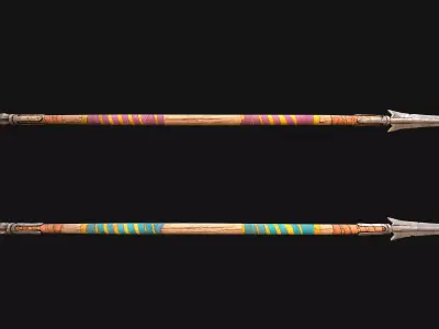 Medieval Wooden Spear Lance Weapon Low-poly 3D model