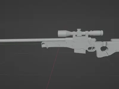 Low poly AWM Sniper Gun Low-poly 3D model