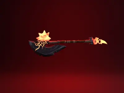 Fantasy Axe - Fire Version Low-poly 3D model