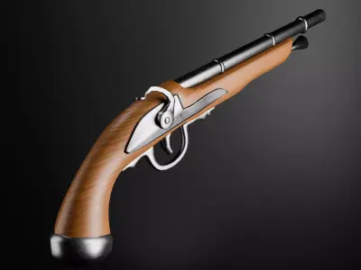 Pirate Flintlock Pistol Model Low-poly 3D model