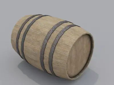 Wooden Barrel PBR Low-poly 3D model