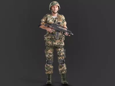 Tom UN Soldier Rigged Low-poly 3D model