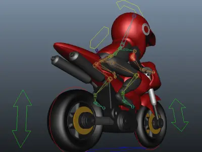 Rider with Motorbike Full Rigged Low-poly 3D model