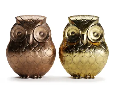 Indian metal  figurine of owl 3D model