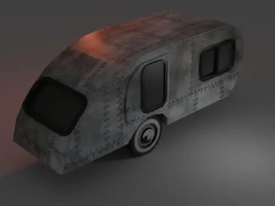 caravan low poly camper trailer Low-poly 3D model
