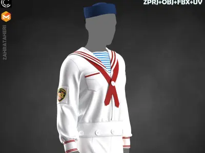  3 VINTAGE NAVY UNIFORM 3D model