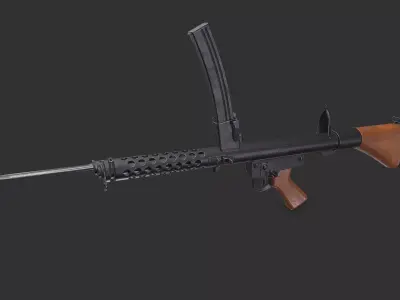 Lithgow F1 Submachine Gun SMG Low-poly PBR Low-poly 3D model