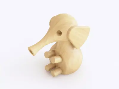 Wooden toy elephant 3D model