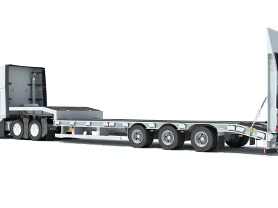 2024 Semi-Truck with Platform Trailer 3D model