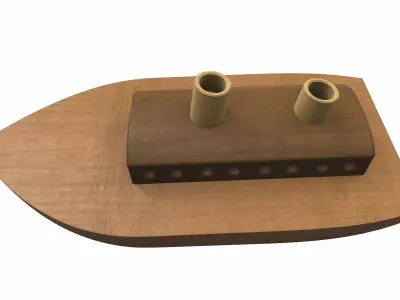 Wooden ship toy 6 Free 3D model