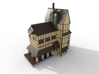 Low Poly House 002 - 1530 poly Low-poly 3D model