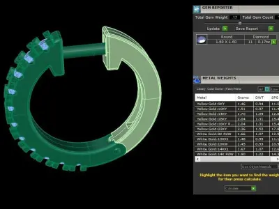 Half Infinity Diamond Hoop 1mm6 3D print model